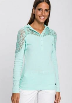 KangaROOS Kapuzenshirt mit Spitzendetail Türkis, Offwhite, Altrosa, Schwarz