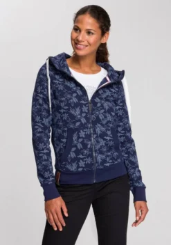 KangaROOS Kapuzensweatjacke mit modischem Minimal-Allover-Druck Marine, Himbeere-meliert