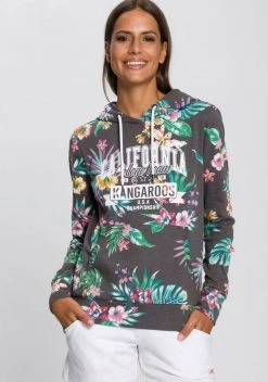KangaROOS Kapuzensweatshirt mit coolem Floral-Alloverprint & Logo-Print im College-Look - NEUE KOLLEKTION