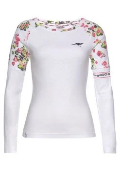 KangaROOS Langarmshirt mit floralem Druck Einsatz - NEUE KOLLEKTION Marine, Weiß -KANGAROOS Verkäufe 1082c17a 4dee 561c 9d05 30d45bdfe077