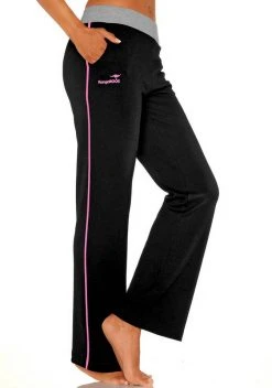 KangaROOS Relaxhose mit breitem Bund Schwarz-pink, Schwarz-weiß, Marine-grün