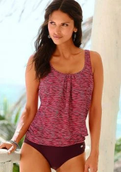 KangaROOS Oversize-Tankini in Melange-Optik Pink-bedruckt, Schwarz-bedruckt