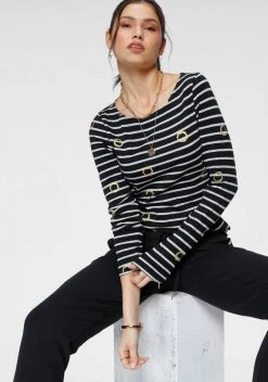 KangaROOS Langarmshirt mit Streifen und Allover-Print Schwarz-hellgrau-meliert, Weiß-rosa-gestreift, Marine-weiß-gestreift -KANGAROOS Verkäufe 15cd6d0c 999b 5965 9159 d2358b444edf