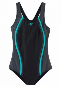 KangaROOS Badeanzug, mit Ringerrücken Marine-türkis, Schwarz, Marine