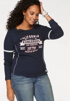 KangaROOS Langarmshirt mit Print Vorne und an Ärmeln Wei&szlig;, Koralle, Marine -KANGAROOS Verkäufe 21320194