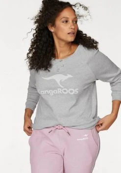 KangaROOS Sweater mit großem Label-Print vorne Hellgrau-meliert, Blau, Wei&szlig;, Schwarz -KANGAROOS Verkäufe 21320444