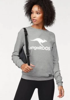 KangaROOS Sweater mit großem Label-Print vorne Hellgrau-meliert, Blau, Wei&szlig;, Schwarz -KANGAROOS Verkäufe 21381786