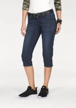 KangaROOS Caprijeans in 7/8 Länge mit destroyed Details Darkblue-used, Blau-denim