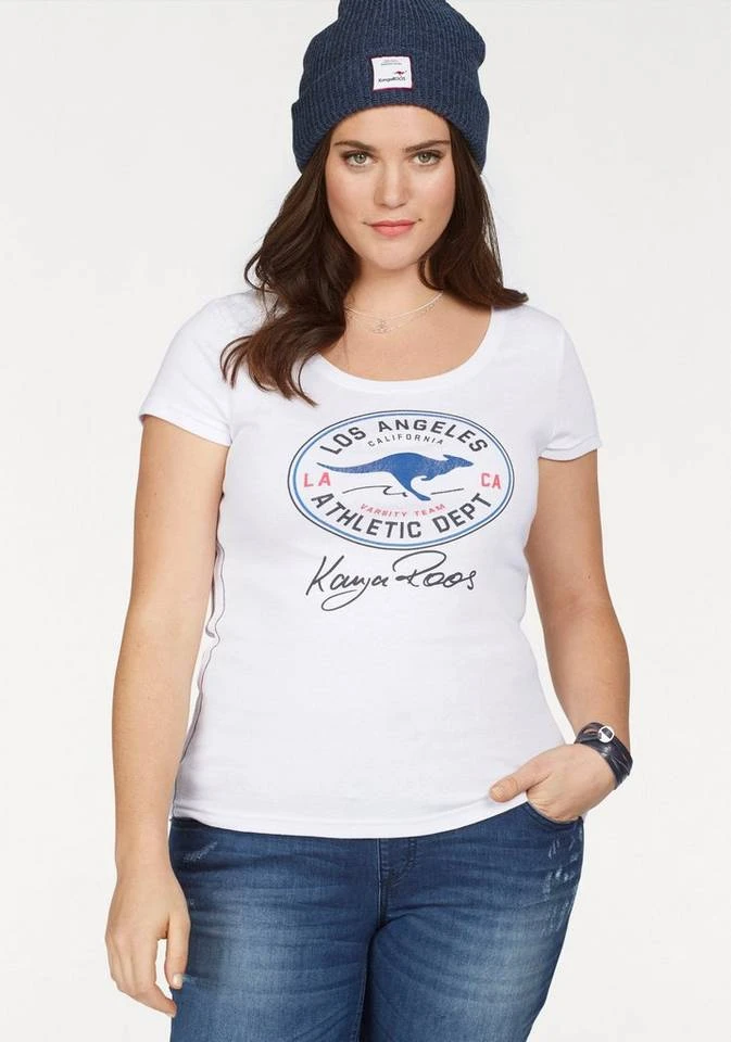 22730708.jpg KangaROOS T-Shirt mit großem Retro Label-Druck vorne Weiß, Schwarz, Türkis, Marine -KANGAROOS Verkäufe 22730708