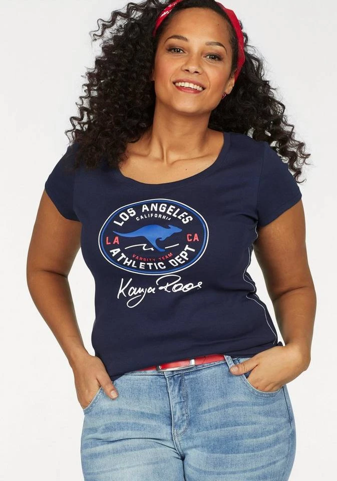 22731098.jpg KangaROOS T-Shirt mit großem Retro Label-Druck vorne Weiß, Schwarz, Türkis, Marine -KANGAROOS Verkäufe 22731098