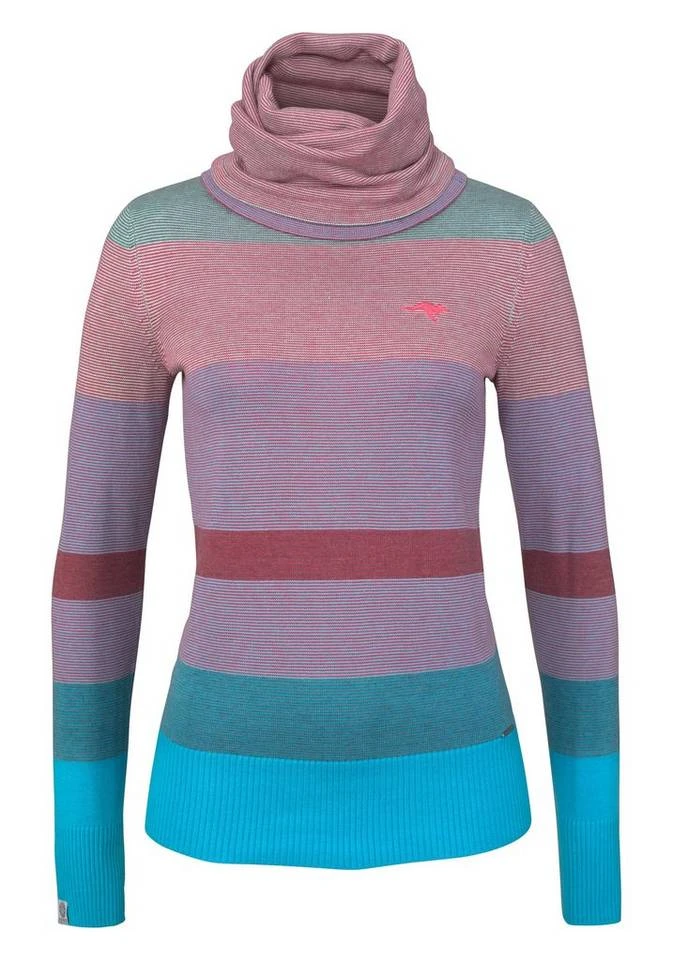 KangaROOS Rollkragenpullover gestreift mit hohem Stehkragen Blau-mittelblau, Beige-rosa, Hellgrau-türkis-gestreift, Altrosa-türkis 7 KangaROOS Rollkragenpullover gestreift mit hohem Stehkragen Blau-mittelblau, Beige-rosa, Hellgrau-türkis-gestreift, Altrosa-türkis – Bild 5