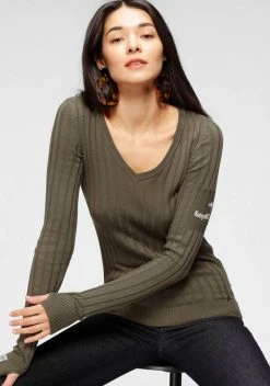 KangaROOS V-Ausschnitt-Pullover in breit geripptem Feinstrick Hellgrau-melange, Aquablau, Marine, Khaki -KANGAROOS Verkäufe 251055cd 52d5 561f aaa9 0fed9a832b06