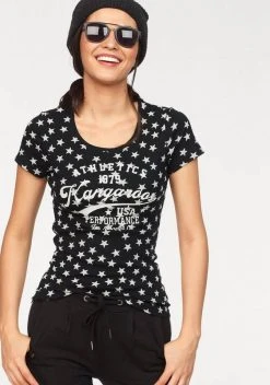 KangaROOS T-Shirt mit Sternen bedruckt Rosa-weiß, Schwarz-weiß, Hellgrau-meliert-weiß