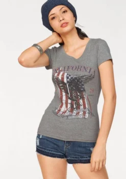 KangaROOS T-Shirt mit großem Flaggen-Front-Print