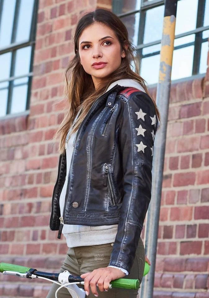 KangaROOS Bikerjacke mit vielen Ösen, Zippern und aufgenähten Sternen Black-used, Blue-used 12 KangaROOS Bikerjacke mit vielen Ösen, Zippern und aufgenähten Sternen Black-used, Blue-used – Bild 10