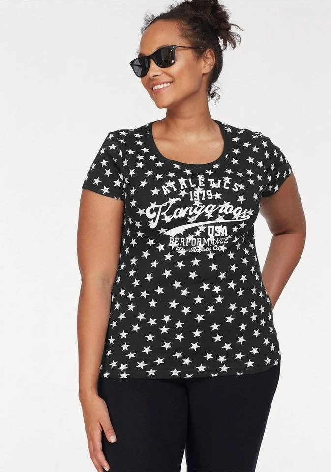 27421742.jpg KangaROOS T-Shirt mit Sternen bedruckt Rosa-weiß, Schwarz-weiß, Hellgrau-meliert-weiß -KANGAROOS Verkäufe 27421742