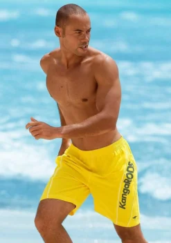 KangaROOS Badeshorts, mit Kangaroos Schriftzug Marine, Rot, Gelb