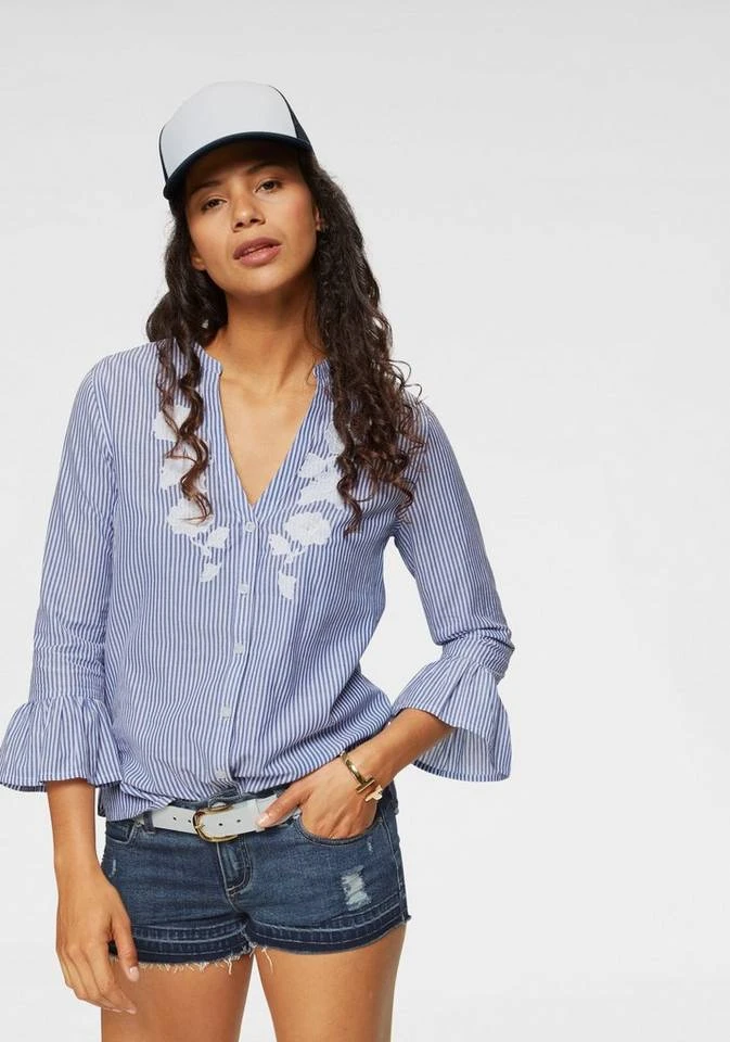 29745111.jpg KangaROOS Hemdbluse mit Volants am Ärmel und Blumen-Stickerei vorne -KANGAROOS Verkäufe 29745111