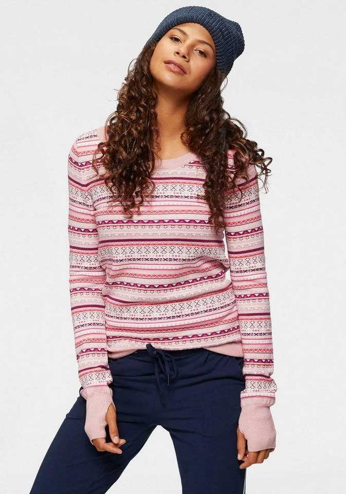 KangaROOS Rundhalspullover im bunt gemusterten Jaquard-Feinstrick Rosa-bunt, Hellgrau-meliert-bunt, Wollweiß-grau-bunt, Schwarz-rot-bunt 3 KangaROOS Rundhalspullover im bunt gemusterten Jaquard-Feinstrick Rosa-bunt, Hellgrau-meliert-bunt, Wollweiß-grau-bunt, Schwarz-rot-bunt