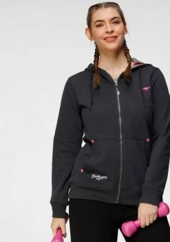 KangaROOS Kapuzensweatjacke Schwarz, Marine-gestreift