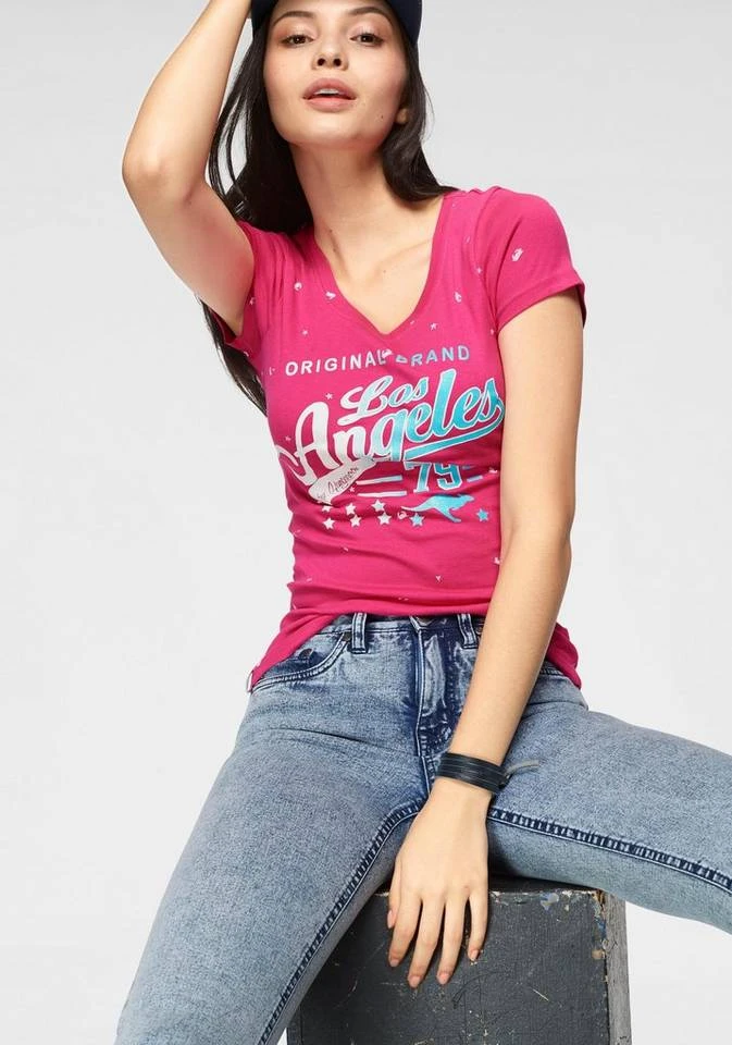 KangaROOS T-Shirt mit auffälligem Druck Marine-meliert-bedruckt, Pink-bedruckt, Schwarz, Weiß 13 KangaROOS T-Shirt mit auffälligem Druck Marine-meliert-bedruckt, Pink-bedruckt, Schwarz, Weiß – Bild 11