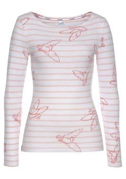 KangaROOS Langarmshirt mit Streifen und Allover-Print Schwarz-hellgrau-meliert, Weiß-rosa-gestreift, Marine-weiß-gestreift -KANGAROOS Verkäufe 32306424
