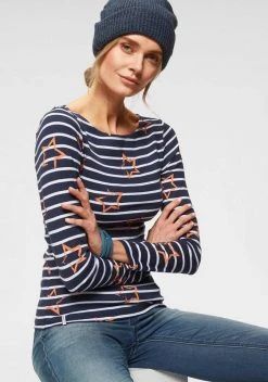 KangaROOS Langarmshirt mit Streifen und Allover-Print Schwarz-hellgrau-meliert, Weiß-rosa-gestreift, Marine-weiß-gestreift -KANGAROOS Verkäufe 32306632