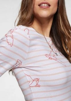 KangaROOS Langarmshirt mit Streifen und Allover-Print Schwarz-hellgrau-meliert, Weiß-rosa-gestreift, Marine-weiß-gestreift -KANGAROOS Verkäufe 32307080