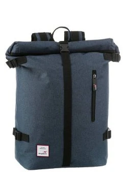 KangaROOS Cityrucksack, mit viel Stauraum und modischem Rolltop Blau, Grau