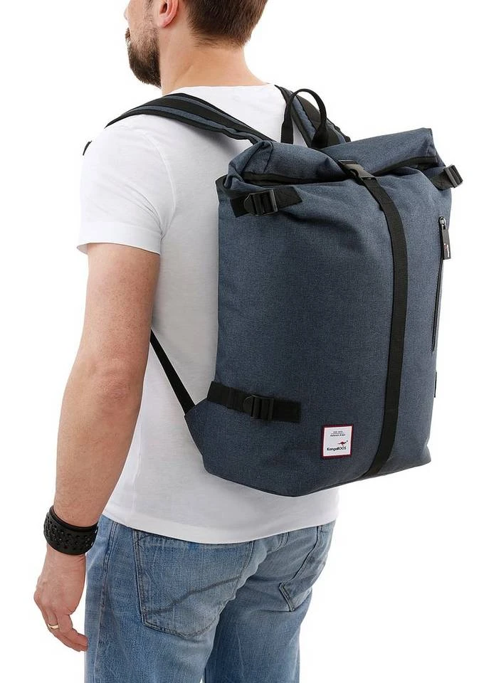 KangaROOS Cityrucksack, mit viel Stauraum und modischem Rolltop Blau, Grau 5 KangaROOS Cityrucksack, mit viel Stauraum und modischem Rolltop Blau, Grau – Bild 3