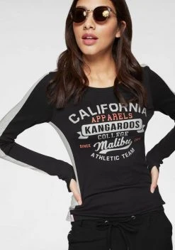 KangaROOS Longsleeve mit großem Label-Print vorne Schwarz-hellgrau-meliert, Hellgrau-meliert-rosa, Marine-weiß