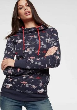 KangaROOS Kapuzensweatshirt im Allover-Print mit kontrastfarbenem Kapuzen-Futter