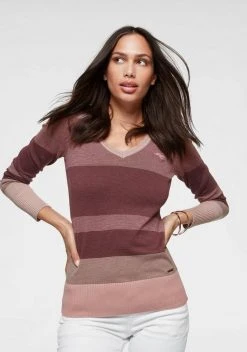 KangaROOS V-Ausschnitt-Pullover im Multicolor-Streifenmuster