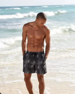 KangaROOS Badeshorts Schwarz-bedruckt, Blau-bedruckt