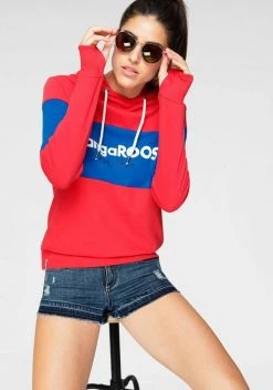 KangaROOS Hoodie mit Markennamen auf der Brust Pink-marine-gestreift, Rot-blau-gestreift