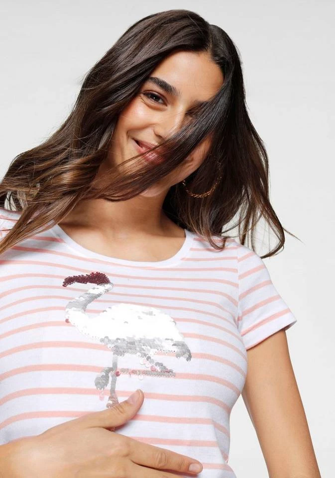 KangaROOS T-Shirt mit Wende-Pailletten Rosa-weiß, Marine-weiß 6 KangaROOS T-Shirt mit Wende-Pailletten Rosa-weiß, Marine-weiß – Bild 4