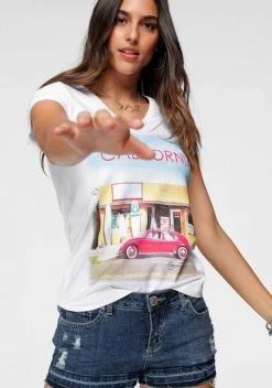 KangaROOS T-Shirt mit sommerlichem Frontprint Wei&szlig; Bus, Wei&szlig; K&auml;fer -KANGAROOS Verkäufe 35213587