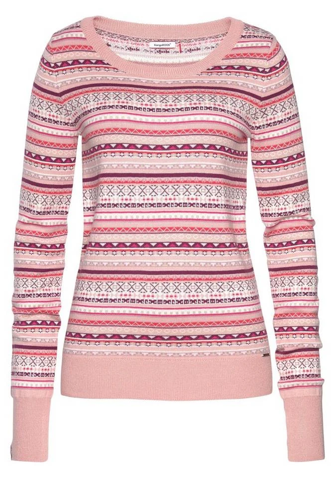 KangaROOS Rundhalspullover im bunt gemusterten Jaquard-Feinstrick Rosa-bunt, Hellgrau-meliert-bunt, Wollweiß-grau-bunt, Schwarz-rot-bunt 7 KangaROOS Rundhalspullover im bunt gemusterten Jaquard-Feinstrick Rosa-bunt, Hellgrau-meliert-bunt, Wollweiß-grau-bunt, Schwarz-rot-bunt – Bild 5