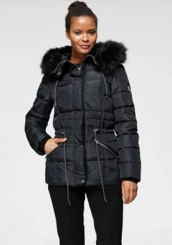 KangaROOS Outdoorjacke in Kurzform, mit abnehmbarem Fellimitat-Kragen an der Kapuze - NEUE KOLLEKTION Marine, Schwarz, Rosa