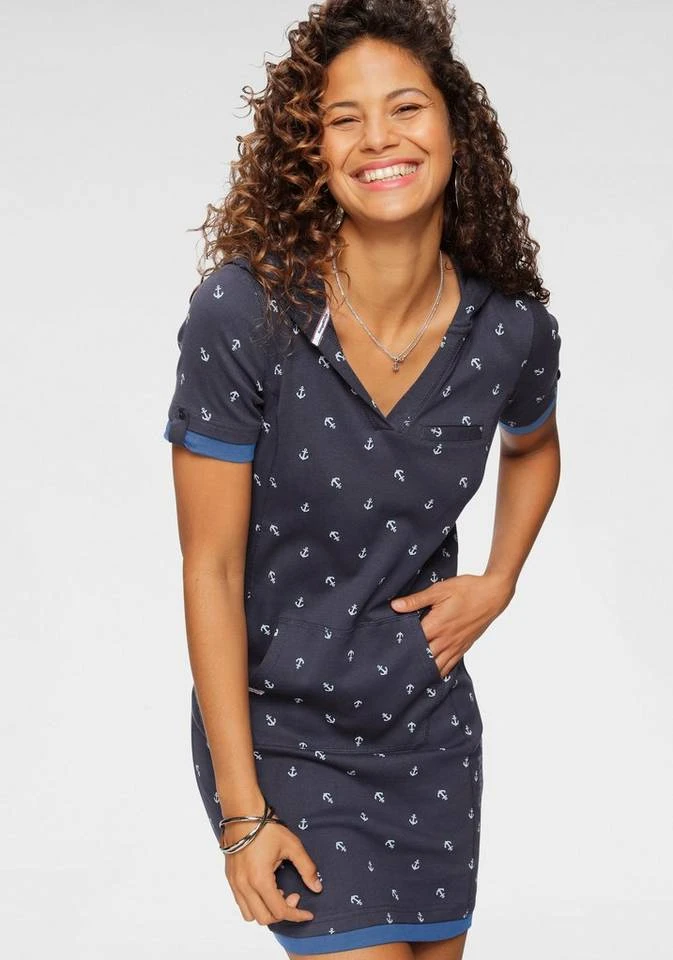 KangaROOS Jerseykleid mit maritimen Anker-Alloverprint Marine, Beere-meliert, Türkis 10 KangaROOS Jerseykleid mit maritimen Anker-Alloverprint Marine, Beere-meliert, Türkis – Bild 8