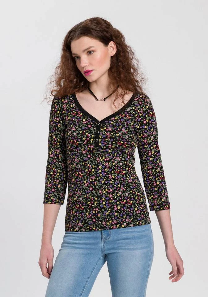 KangaROOS 3/4-Arm-Shirt mit minimalistischem Blumen allover-print - NEUE KOLLEKTION Wollweiß-bunt-geblümt, Schwarz-bunt-geblümt 3 KangaROOS 3/4-Arm-Shirt mit minimalistischem Blumen allover-print - NEUE KOLLEKTION Wollweiß-bunt-geblümt, Schwarz-bunt-geblümt