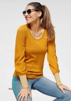 KangaROOS Rundhalspullover Marine-weiß, Gelb-weiß