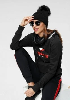 KangaROOS Kapuzensweatshirt mit sportiven Logo-Prints Schwarz, Hellgrau-meliert -KANGAROOS Verkäufe 45468b73 c8e0 531b b375 c2701345b3b0