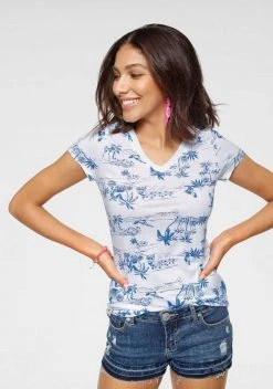 KangaROOS V-Shirt mit tropischem Palmen Allover-Print Blau-weiß, Weiß-blau -KANGAROOS Verkäufe 4a37b923 1055 5d8c 9264 13284792e2aa