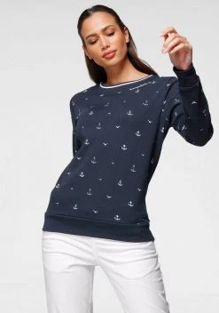 KangaROOS Sweatshirt in verschiedenen maritimen Druck-Varianten Wei&szlig;, Himbeere-meliert, Marine