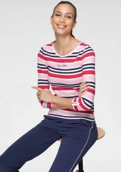 KangaROOS Langarmshirt im tollen Streifen-Design und Logo-Druck - NEUE KOLLEKTION Marine-petrol-coral-wei&szlig;, Rot-rosa-marine-wei&szlig; -KANGAROOS Verkäufe 56ab14af d966 523b 8943 f26f01feaf0a