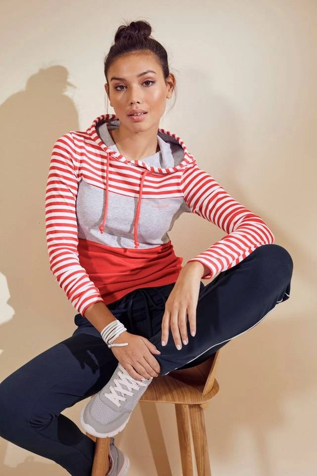 57d97baf-e935-5b4f-89bc-610e2450b89b.jpg KangaROOS Kapuzenshirt in verspielter Ringel-Optik mit Colorblocking Design Schwarz-weiß-hellgrau, Weiß-marine-rauchblau, Coral-hellgrau-gestreift, Grün-marine-gestreift -KANGAROOS Verkäufe 57d97baf e935 5b4f 89bc 610e2450b89b