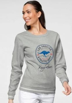 KangaROOS Sweatshirt mit großem Retro Label-Druck im Collage-Look - NEUE KOLLEKTION Hellgrau-meliert, Marine, Wei&szlig;