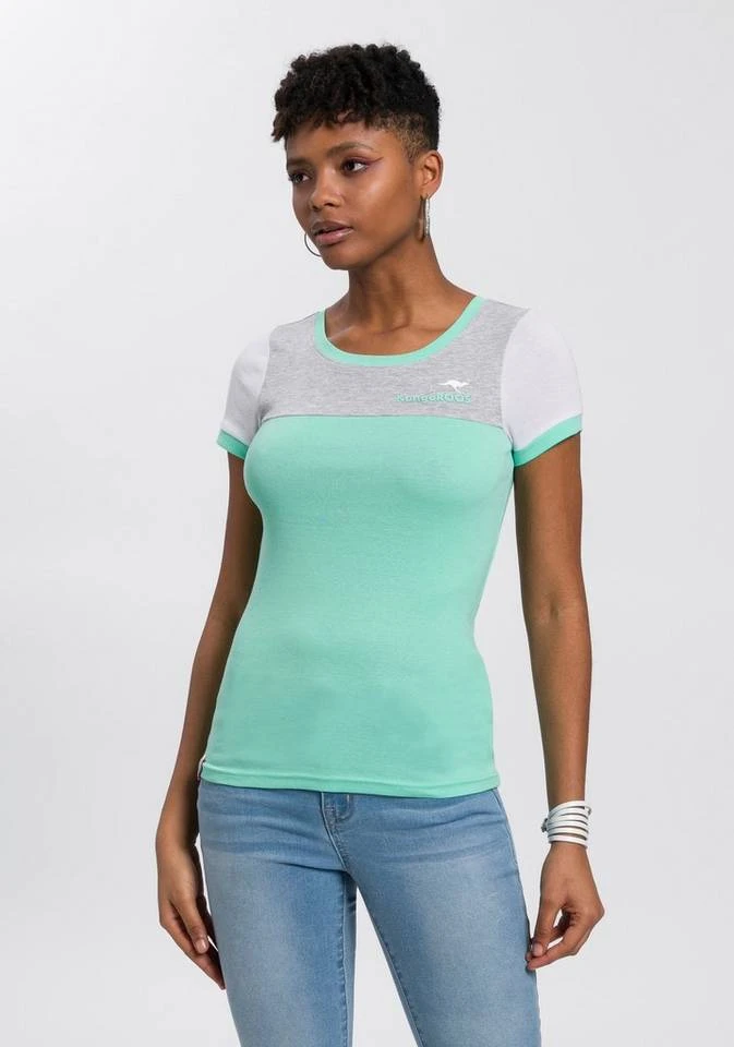 KangaROOS T-Shirt im Colorblocking-Stil Hellgrau-meliert-grün-weiß, Marine-colorblocking, Weiß-schwarz-hellgrau-meliert 3 KangaROOS T-Shirt im Colorblocking-Stil Hellgrau-meliert-grün-weiß, Marine-colorblocking, Weiß-schwarz-hellgrau-meliert