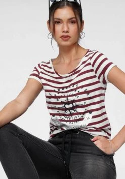 KangaROOS T-Shirt mit großem Metallic-Print vorne Marine-wei&szlig;-gestreift, Grau-wei&szlig;-gestreift, Bordeaux-wei&szlig;-gestreift -KANGAROOS Verkäufe 660f3dc1 138d 54dc a057 57431269cf3d